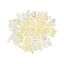 Jaune Verge D'or Galvanoplastie perles de verre transparentes, papillon, de couleur plaquée ab , demi-plaqué, jaune verge d'or clair, 9.5x11x3.5~4mm, Trou: 1.2~1.4mm, environ2220 pcs / 1000 g