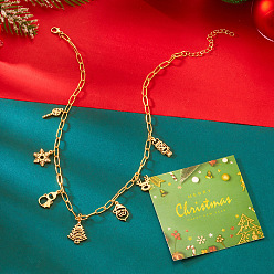 Рождественская елка Ожерелья из сплава с подвеской на рождественскую тематику, золотые, рождественская елка, 16.54 дюйм (42 см), Кулон : 22 мм
