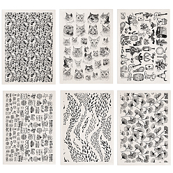 Mixed Shapes 6Pcs 6 Styles Paper Ceramic Decals, Pottery Ceramics Clay Transfer Paper, Underglaze Flower Paper, Mixed Shapes, 520x370mm, Pattern: 48x33mm, 1pc/style