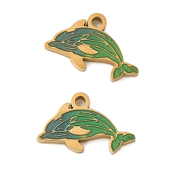 Dolphin 304 из нержавеющей стали шармы эмали, ионное покрытие (ip), Тема океана, золотые, дельфин, 8x13x1.5 мм, отверстие : 1.2 мм