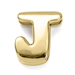 Letter J Латунные бусины, долговечный, стойки покрытие, без свинца и без кадмия, реальный 18 k позолоченный, буква J, 21x16x7 мм, отверстие : 18x4 мм