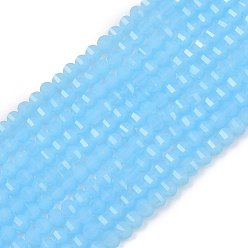 Темно-Голубой Стеклянные бусины, имитация нефрита , рондель, граненые, глубокое синее небо, 5x6x5 мм, отверстие : 1.2 мм, около 98 шт / нитка, 17.32'' (44 см)