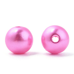 Ярко-Розовый Окрашенный распылением абс-пластик имитация жемчужных бусин, круглые, ярко-розовый, 8x7.5 мм, отверстие : 1.8 мм, около 2080 шт / 500 г