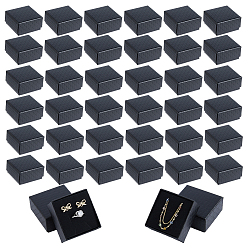 Черный Картонные коробки для упаковки ювелирных изделий, с губкой внутри, для колец, , Серьги, Браслеты, квадрат с узором в виде ромбов, чёрные, 5.45x5.2x2.9 см