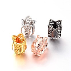 (52) Непрозрачная лаванда 4-лепесток цветка настройки латунь шарик крышка эмаль, разноцветные, 12x8x9 мм, отверстие : 1.5 мм