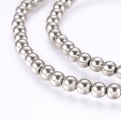 с Платиновым Покрытием Гальванизировать немагнитных синтетический гематит нитей бисера, круглые, с покрытием платиным, 5 мм, отверстие : 1 мм, около 83 шт / нитка, 15.9 дюйм