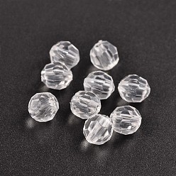 Clear Transparent Acrylic Beads, Clear Faceted Round, Clear, 8mm, Hole: 1.5mm, about 1800pcs/500g