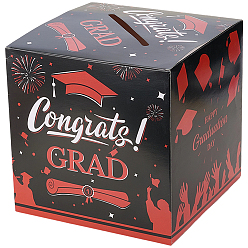 Оранжевый 1штука: бумажные коробки для голосования на выпускной вечеринке, коробки для выпускных открыток, квадратный, оранжевые, 22.8x22.8x22.8 см