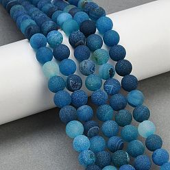 Королевский синий Натуральный druzy агатовые бусы пряди, круглые, матовые, окрашенная и подогревом, королевский синий, 8 мм, отверстие : 1.2 мм, около 48 шт / нитка, 15.55'' (39.5 см)