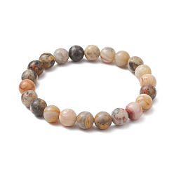 Сумасшедший Агат Круглые браслеты из натурального агата с бусинами для женщин, внутренний диаметр: 2-1/4 дюйм (5.7 см)