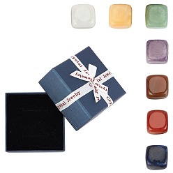 Смешанные камни Бусины из драгоценных камней чакры, в том числе красный агат, красная яшма, желтый нефрит, зеленый авантюрин, аметист, кристалл содалита и кварца, нет-луночное, квадрат, 13~20x15~25x13~17 мм, 7 шт / коробка