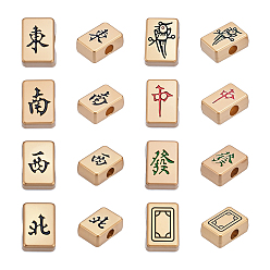 Золотой 16 шт 8 стили сплава эмалевые бусины, форма мох-джонг, золотые, 13.5x9.5x6 мм, отверстие : 3 мм, 2 шт / стиль