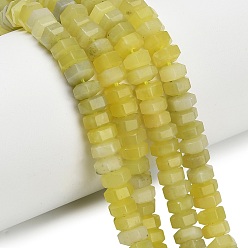 Лимонный Нефрит Натуральные нефритовые бусины, цвет лимона , граненые, шестиугольник, 6x6x3 мм, отверстие : 0.8 мм, около 108 шт / нитка, 14.72~14.80'' (37.4~37.6 см)