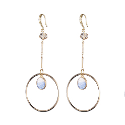 Goldenrod Dangle Earrings, with Glass Beads, Oval Alloy Enamel Charms, Brass Linking Rings, Bar Link Chains and Earring Hooks, Goldenrod, 87~88mm, Pin: 0.8mm