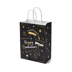 Звезда Прямоугольные бумажные пакеты на тему выпускного, с ручками, для подарочных пакетов и сумок, чёрные, звезда, мешок: 8x15x21 см, сгиб: 210x150x2 мм
