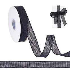 Черный 1 рулоны мешковины, кружева, ленты из мешковины с краем из железной проволоки, чёрные, 1-1/8 дюйм (27 мм), около 19.90 ярдов (18.2 м) / рулон