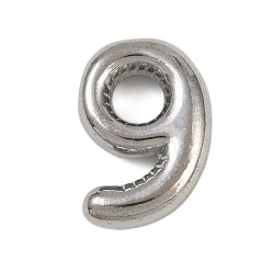 Number 304 подвески из нержавеющей стали, фигурные подвески, цвет нержавеющей стали, число 9, 20x13.5x5.5 мм, отверстие : 3x2 мм