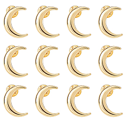 Doré  12 Pièces de fermoirs de revers en alliage de lune pour vêtements de sac à dos, or, 28.5x21.5mm