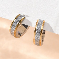 Золотой & Цвет Нержавеющей Стали Sand Flash 304 серьги-кольца из нержавеющей стали для женщин, ионное покрытие (ip), круглые, золотые и нержавеющая сталь цвет, 13x4 мм