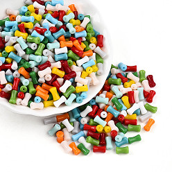 (52) Непрозрачная лаванда Стеклянный бисер непрозрачных цветов, бамбук совместное, разноцветные, 8x4~4.5 мм, отверстие : 0.9~1 мм, Около 2365 шт / фунт