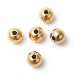Real 18K Gold Plated Ion Plating(IP) 304 Stainless Steel Beads, Round, Real 18k Gold Plated, 8mm, Hole: 2.2mm