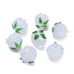 Лазурный Бусины лэмпворк , тюльпан, лазурный, 13~14.5x13.5 мм, отверстие : 1.4 мм