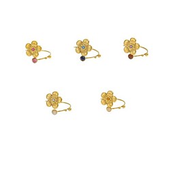 (52) Непрозрачная лаванда 304 Кольца-манжеты из нержавеющей стали с натуральными драгоценными камнями и кубическим цирконием для женщин, цветок, ионное покрытие (ip), долговечный, реальный 18 k позолоченный, разноцветные, 22 мм