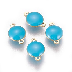 Темно-Голубой Ионное покрытие (ip) 304 эмалированные соединители из нержавеющей стали, эмалированные блестки, плоско-круглые, золотые, глубокое синее небо, 14.5x10x4.5 мм, отверстие : 1.4 мм