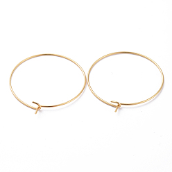 Настоящее золото 18K 316 Выводы из нержавеющей стали серьги обруча, Винные стекла, реальный 18 k позолоченный, 30x0.7 мм, 21 датчик