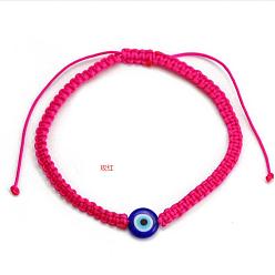 Фуксиновый Браслеты из плетеных бусин от сглаза, плетеные браслеты из полиэфирного шнура для мужчин и женщин, красно-фиолетовые