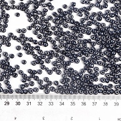 Black 6/0 Glass Seed Beads, Metallic Colours, Black, 4mm, Hole: 1mm, about 4500pcs/pound