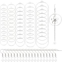 Нержавеющая Сталь Цвет Кольцо 304 подвески из нержавеющей стали, обручание серьги, с крючками для сережек и прыгунами, цвет нержавеющей стали, 21 датчик, 25~49.5x21.5~46x0.7 мм, отверстие : 1 мм, 150 шт / коробка