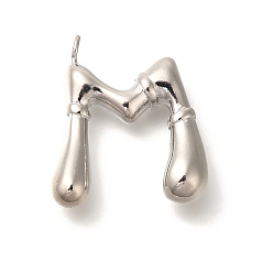 Letter M Стойки обшивки латунные подвески, без кадмия и без свинца, подвески с буквой az~z, Буква М, 23x20x4 мм, отверстие, 2 мм