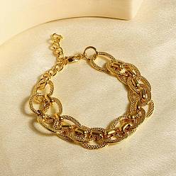 Золотой 304 женские браслеты-цепочки из нержавеющей стали, золотые, 5-7/8 дюйм (15 см)