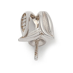 Платина 925 подвеска в форме листа из стерлингового серебра с прозрачными кубическими цирконами, за половину пробурено бисера, родий, с печатью 925, платина, 12.5x8.5x9.5 мм, отверстие : 5x2 мм, штифты : 5x1 мм