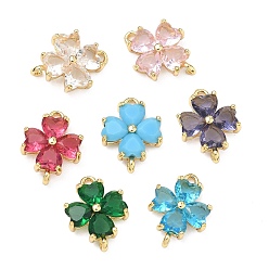 (52) Непрозрачная лаванда Подвески-клеверы из стекла ко Дню Святого Патрика, с реечной обшивкой латунными выводами, золотые, без кадмия и без свинца, долговечный, разноцветные, 15.5x11.5x3.5 мм, отверстие : 1.4 мм