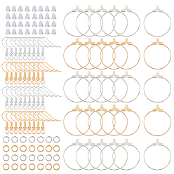 Mixed Color DIY Earring Making, Including Brass Earring Hooks & Ring Pendants & Hoop Earrings, Plastic Ear Nuts, Iron Jump Rings, Mixed Color, Pendants: about 21 Gauge, 30x25mm, Hole: 1mm, Pin: 0.7mm, 12pcs/color, 24pcs/box