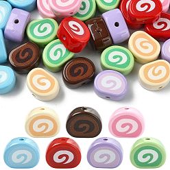 (52) Непрозрачная лаванда 35шт. 7 цвета непрозрачные акриловые бусины, имитирующие пищевые продукты, швейцарский рулет, разноцветные, 16x20.5x11 мм, отверстие : 2.8 мм, 5 шт / цвет