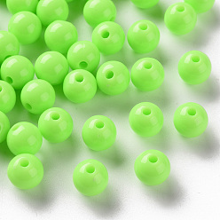 Lime Opaque Acrylic Beads, Round, Lime, 8x7mm, Hole: 2mm, about 1745pcs/500g