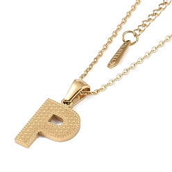 Letter P Ion Plating(IP) Initial Letter 304 Stainless Steel Pendant Necklaces, Real 18K Gold Plated, Letter P, 15.87 inch(40.3cm), Pendant: about 17x11.5mm