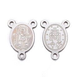 Нержавеющая Сталь Цвет Устойчивые к потускнению 304 элементы люстр из нержавеющей стали, 3 Разъемы петли, овальные, цвет нержавеющей стали, 15x10.5x0.8 мм, отверстие : 1 мм