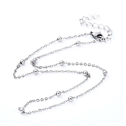 Stainless Steel Color 304 Stainless Steel Cable Chain Necklaces, with Lobster Claw Clasps and Iron Chain Extender, Stainless Steel Color, 15.1 inch(38.5cm)