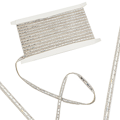 Crystal Glass Rhinestone Hotfix Rhinestone & Pearl Ribbon, Costume Accessories, Flat, Crystal, 8x2mm, about 6 yards/card