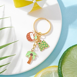 Бледно-Зеленый Брелки из сплава эмали, с железными разрезными брелоками, морская тема, золотые, бледно-зеленый, 70 мм, Кулон : 15~20.5x14~15x1 мм