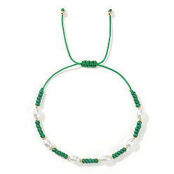 Зеленый Браслеты из стеклянного бисера и пластиковых бусин, имитирующих жемчуг, для женщин., с латунным, зелёные, 11.02 дюйм (28 см)