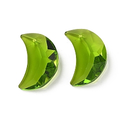 Темно-оливково-зеленый Стеклянные подвески, лунное очарование, граненые, темно-оливковый зеленый, 30x20x11 мм, отверстие : 1.6 мм