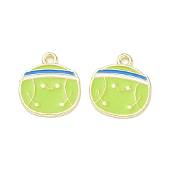Smiling Face Tennis Alloy Enamel Pendants, Golden, Smiling Face with Tennis Charms, 17.5x16x1.5mm, Hole: 1.8mm