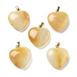 Топаз Нефрит Натуральный топаз нефрита подвески, с латунной фурнитурой , сердце, 22~23x20x5 мм, отверстие : 6.5x3.5 мм