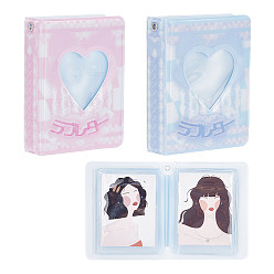 (52) Непрозрачная лаванда 2 книги 2 цвета 3 дюймовый ПВХ мини-книжка-держатель для фотокарточек в форме сердца, обложка с кружевом и бантом, мини-фотоальбом с 40 карманами, разноцветные, 110x82x28 мм, внутренний диаметр: 93x69 мм, 1 книга/цвет