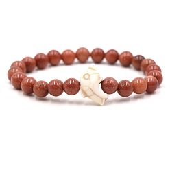 Камень с Пылевым Золотом Браслеты из синтетического золота и бирюзы, эластичные для мужчин и женщин, круглый и дельфиновый